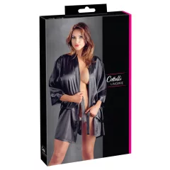 Cottelli - Satin-Lace Short Robe (Black) - L/XL