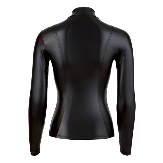 Cottelli - Shiny Long-Sleeve Women's Top (Black) - M