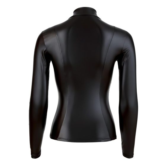 Cottelli - Shiny Long-Sleeve Women's Top (Black) - XL