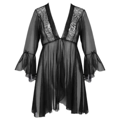 Passion Eco Primula - Black Lace Robe and Thong Set - L/XL