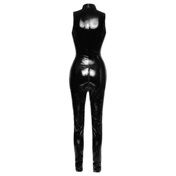 Black Level - Shiny Zipper Jumpsuit (Black) - L