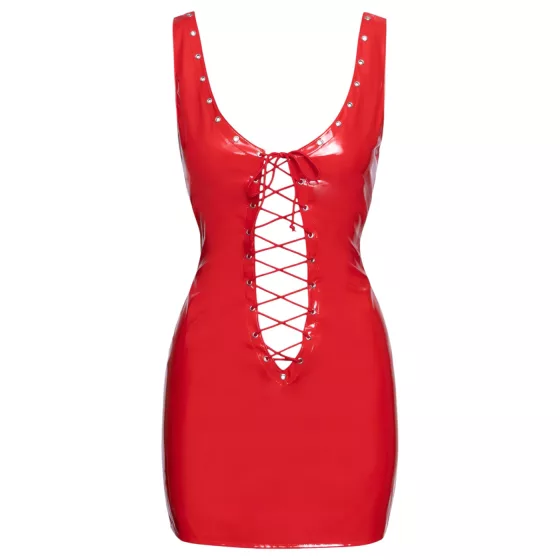 Black Level - Lace-up Vinyl Mini Dress (Red) - L