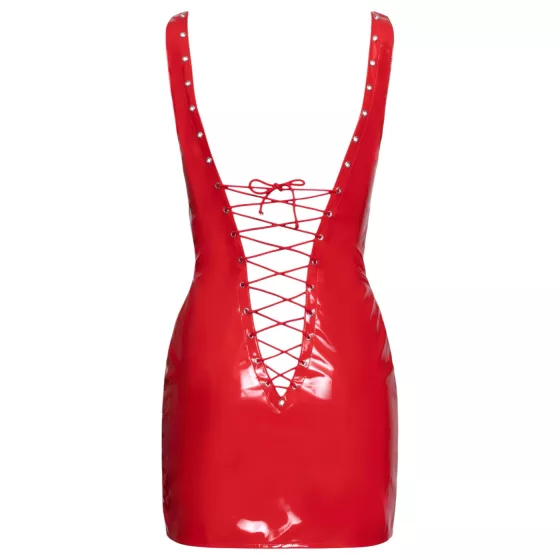Black Level - Lace-up Vinyl Mini Dress (Red) - L