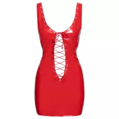 Black Level - Lace-up Vinyl Mini Dress (Red) - XL