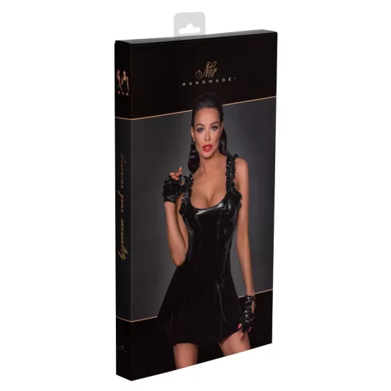 Noir - Ruffled Mini Dress (Black) - L