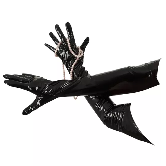 Black Level - extra long lacquer gloves (black) - L