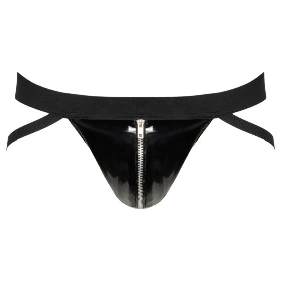 Black Level - open, zippered men's thong (black) 