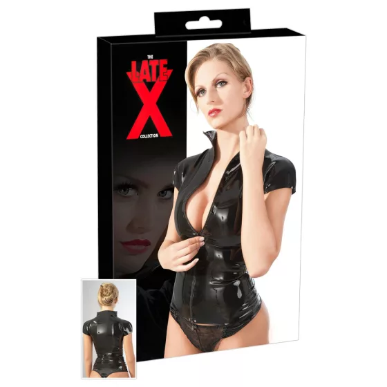 Late X zipped short-sleeve women’s top (black) - 2XL