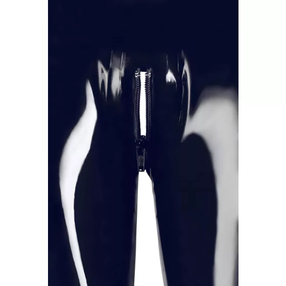 Latex zip-up leggings (black)