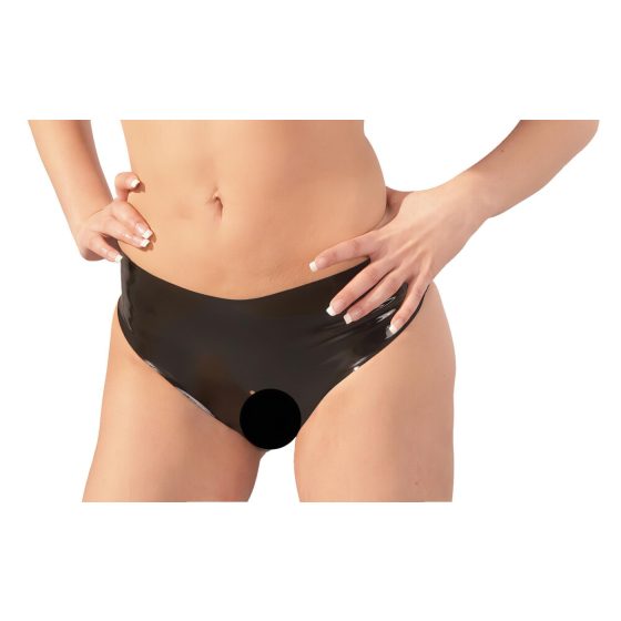 LATEX - Open-Crotch Women's Panties - Black (S-L)