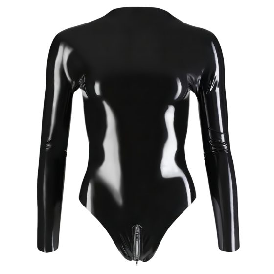 Latex Long-Sleeve Women's Bodysuit (Black) - M