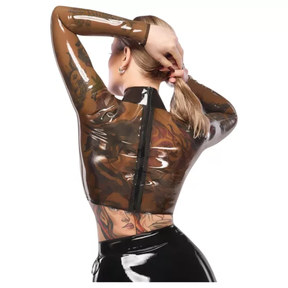 LATEX - Sheer Black Latex Top - XL