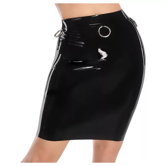 LATEX - Black Midi Skirt - L