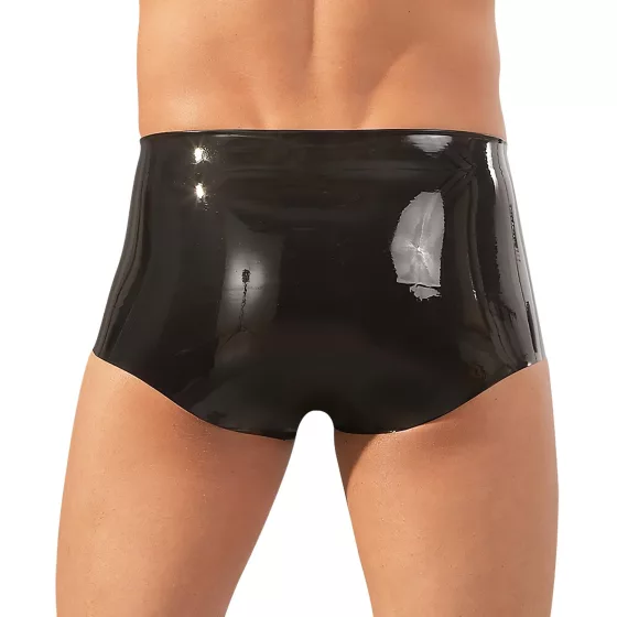 Latex boxer shorts + penis sleeve (black) - L/XL