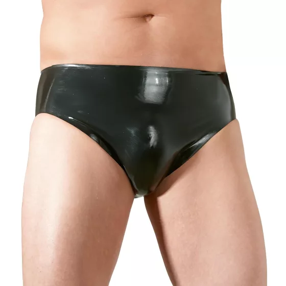 Men's Latex Underwear with Internal Anal Dildo (Black) - L