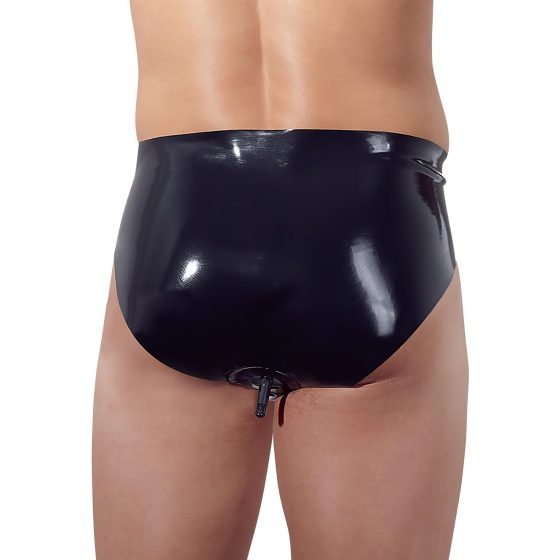 LATEX - Men's Black Conical Anal Plug Briefs