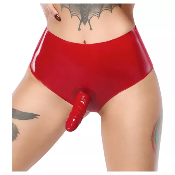 LATEX - Realistic Red Dildo Panties