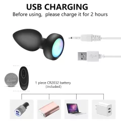   Mrow - Glow-in-the-Dark Radio-Controlled Anal Vibrator (Black)