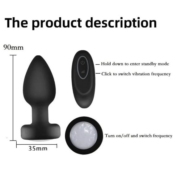 Mrow - light up, radio controlled, battery operated anal vibrator (black)