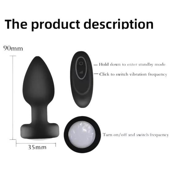 Mrow - Glow-in-the-Dark Radio-Controlled Anal Vibrator (Black)