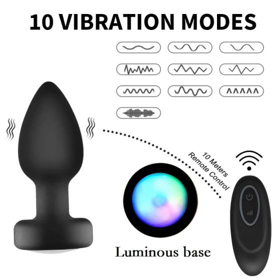 Mrow - light up, radio controlled, battery operated anal vibrator (black)