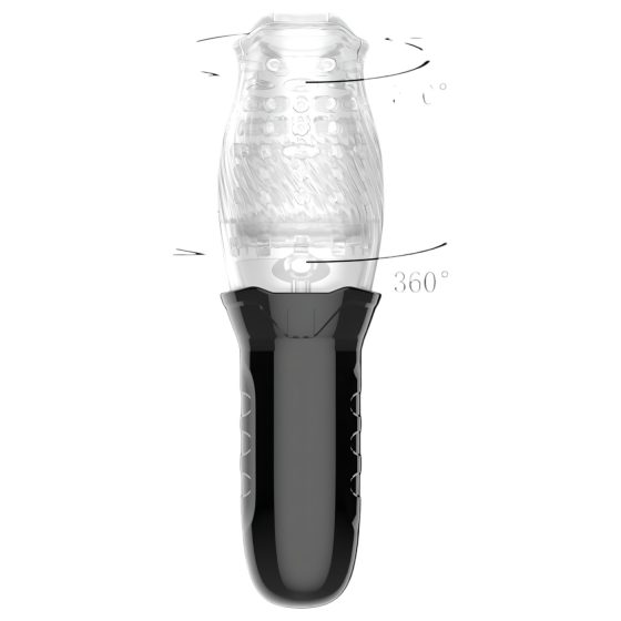 Leopard Bellucci 360 - Rotating Vibrating Masturbator (Translucent Black)