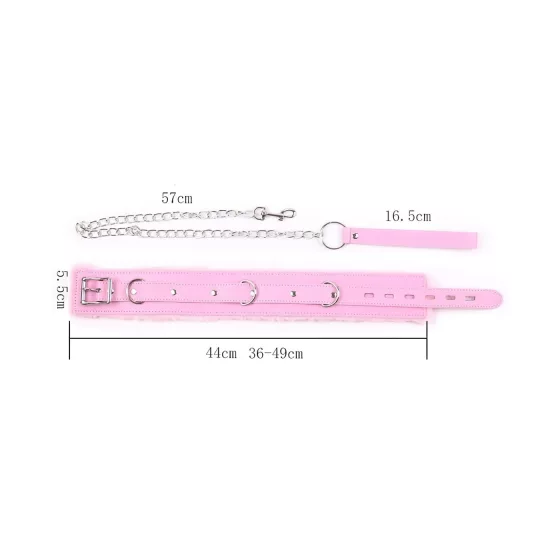 Padded BDSM Collar and Leash Set (Pink)