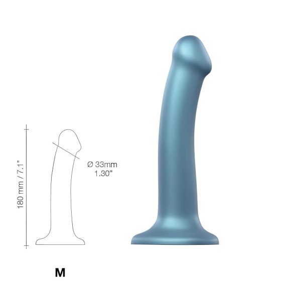 Strap-On-Me Metallic Shine M - Skin-Friendly Dildo (Metallic Blue)
