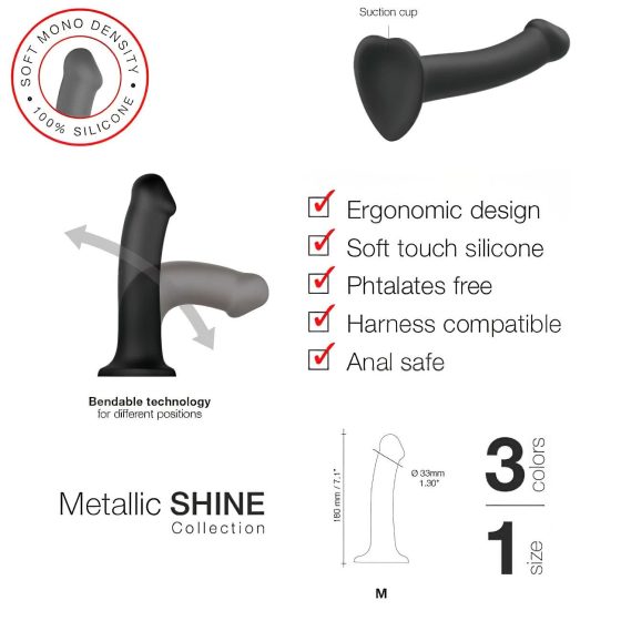 Strap-On-Me Metallic Shine M - Skin-Friendly Dildo (Metallic Blue)