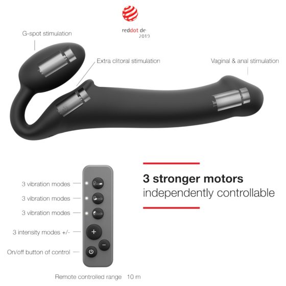 Strap-on-me M - Medium Strap-On Vibrator - Black