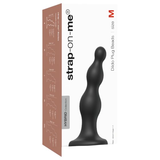 Strap-on-me Beads M - Black Suction Cup Beaded Dildo