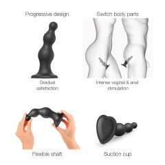 Strap-on-me Beads M - Black Suction Cup Beaded Dildo
