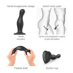 Strap-on-me Curvy L - Wavy Suction Cup Dildo (Black)