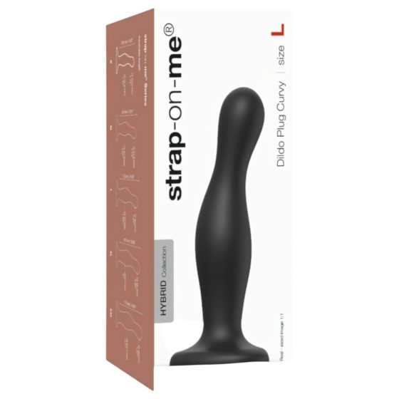 Strap-on-me Curvy L - Wavy Suction Cup Dildo (Black)