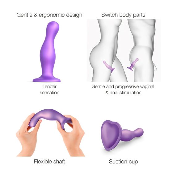 Strap-on-me Curvy S - wavy suction cup dildo (purple)