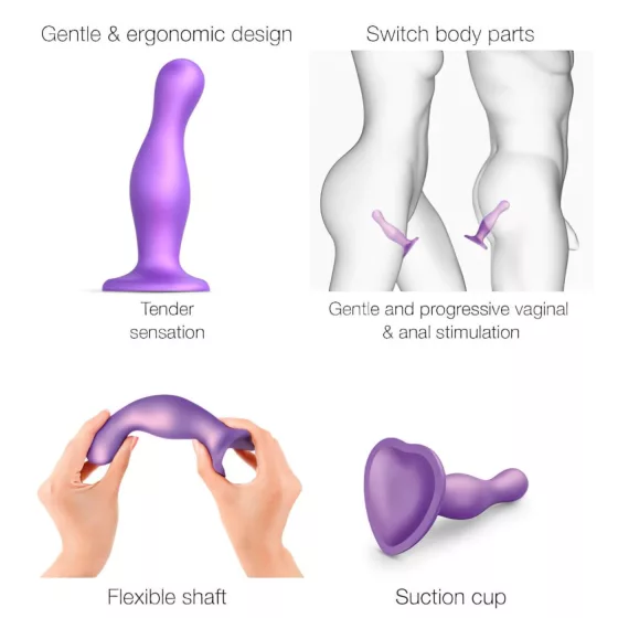 Strap-on-me Curvy S - wavy suction cup dildo (purple)