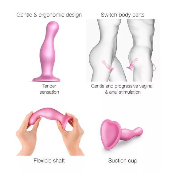 Strap-on-me Curvy S - wavy, suction cup dildo (pink)