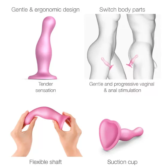 Strap-on-me Curvy S - wavy, suction cup dildo (pink)