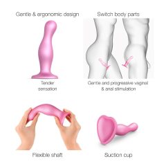 Strap-on-me Curvy M - Wavy Suction Cup Dildo (Pink)