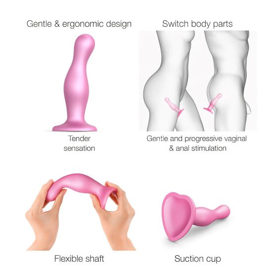Strap-on-me Curvy M - Wavy Suction Cup Dildo (Pink)