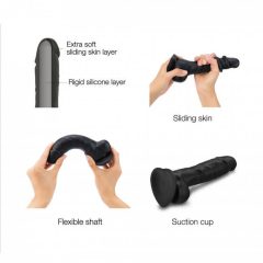 Strap-on-me M - double-layer, footed, lifelike dildo (black)