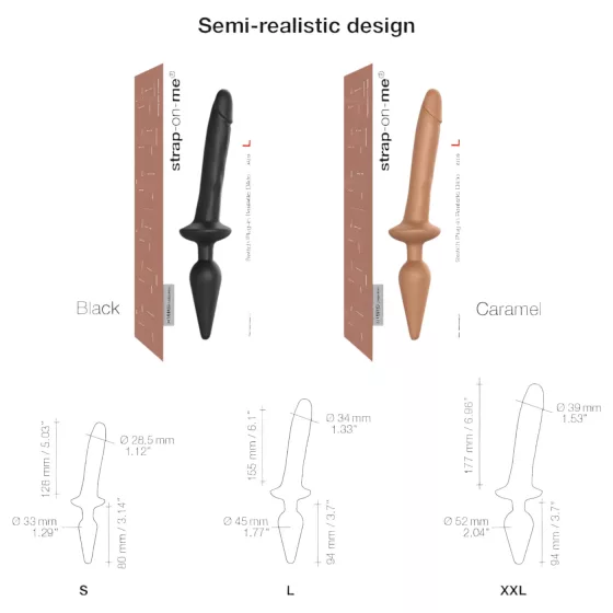 Strap-on-me Switch Realistic L - 2‑in‑1 silicone dildo (flesh-coloured)