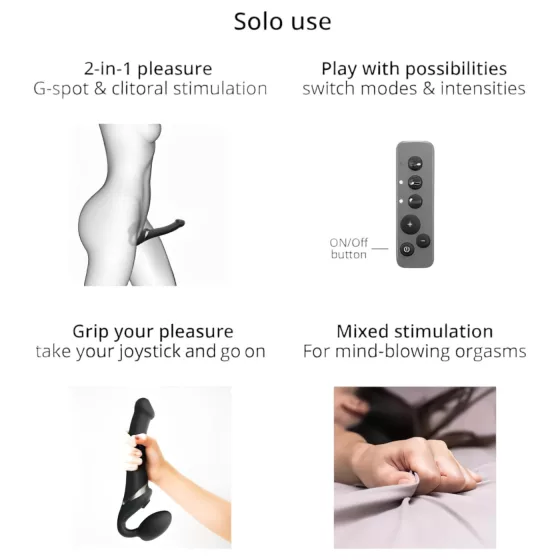 Strap-on-me M – Air Pulse Strap-On Vibrator (Black)