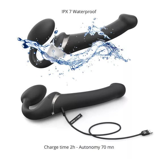 Strap-on-me M – Air Pulse Strap-On Vibrator (Black)