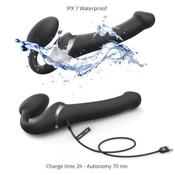 Strap-on-me M – Air Pulse Strap-On Vibrator (Black)