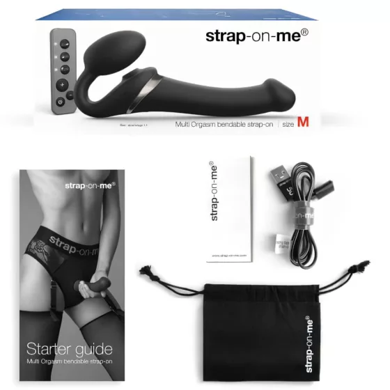Strap-on-me M – Air Pulse Strap-On Vibrator (Black)