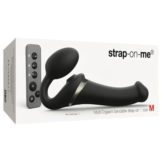 Strap-on-me M - Air Pulse Strap-On Vibrator (Black)