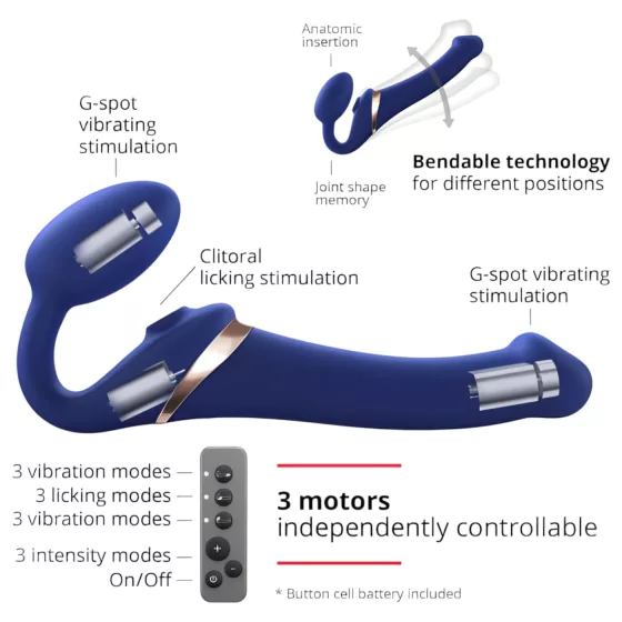 Strap-on-me S - strap-on, air pulse vibrator - (blue)