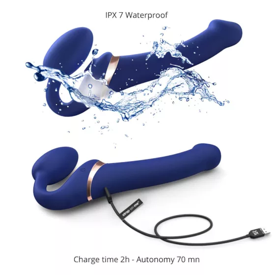 Strap-on-me S - strap-on, air pulse vibrator - (blue)
