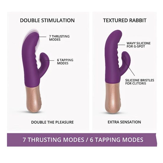 Love to Love Sassy Bunny - Rechargeable Thrusting Vibrator (Purple)